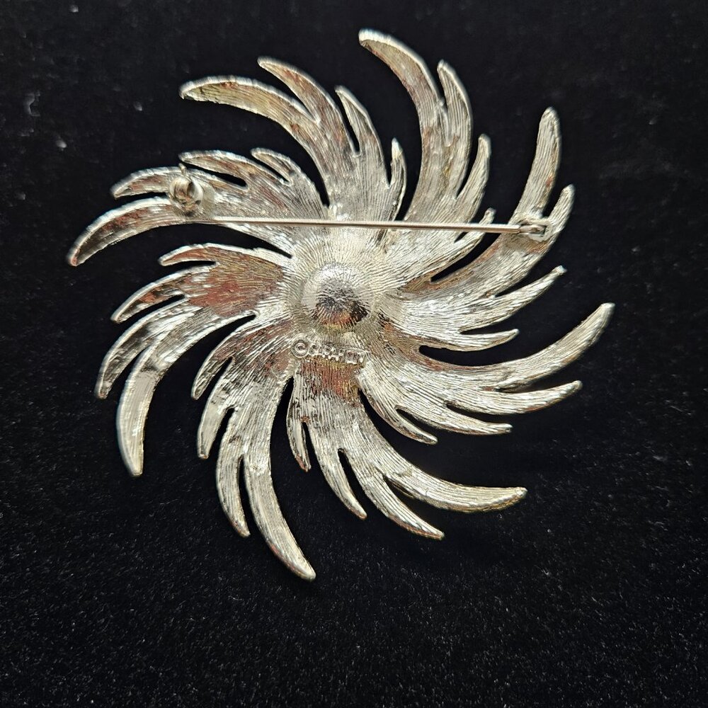 Vtg Lot Sarah Coventry Brooch & Earrings Starburst Pinwheel Faux Pearl & Swirl - Picture 3 of 15